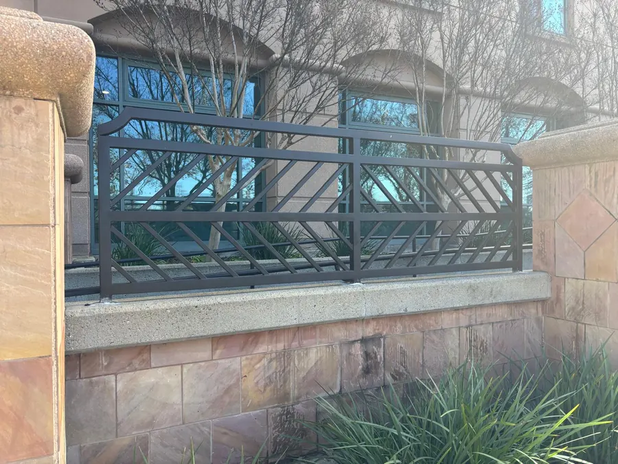Custom ornamental iron railing matched to the hotel's original design, Sacramento