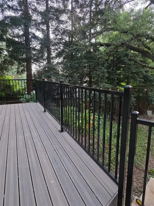 Black ornamental iron railing built by Palmer Fence in Folsom