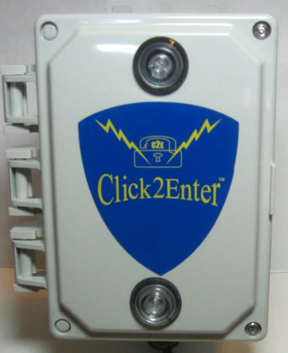 Click2Enter radio-activated receiver for emergency commercial gate access