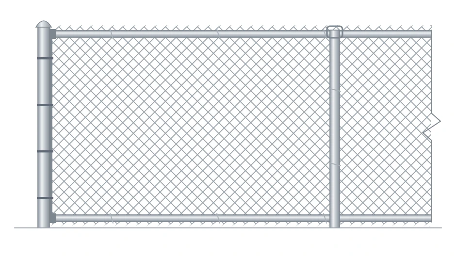 Drawing of galvanized chain link with a top rail and a bottom rail